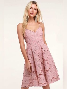 Lulus Nora Lee Dusty Rose Sleeveless Lace Midi Dress